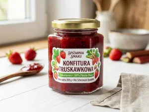 konfitura truskawkowa papier polblysk etykieciarni