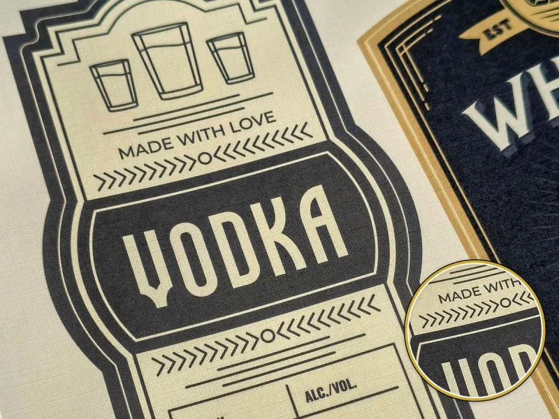 Etykieta premium z wytłaczaną fakturą płótna lnianego w kolorze kości słoniowej