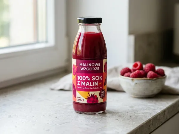 Sok malinowy folia pp biala etykieciarnia