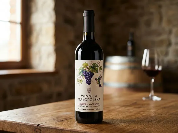 wino czerwone papier kremowy etykieciarnia